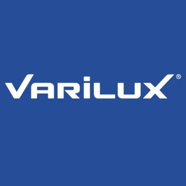 Varilux logo in white on a blue background.