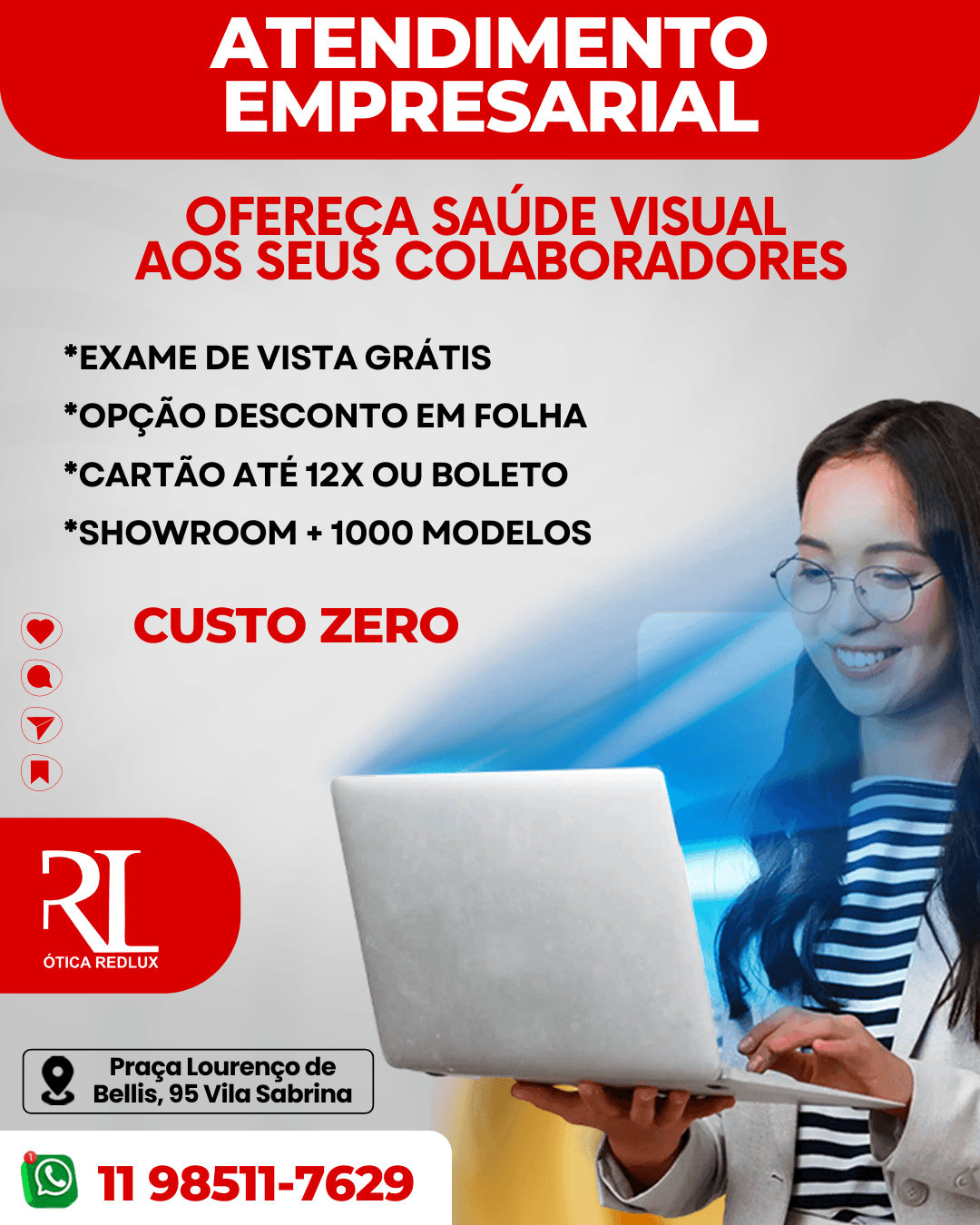 Projeto Saúde Visual em Empresas, Igrejas, Associações, Escolas. Exame de vista e Óculos à preço de Fábrica! INDUSTRIAS RECURSOS HUMANOS RH BENEFÍCIOS
